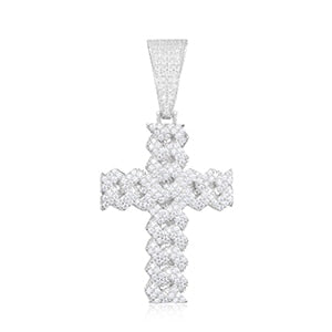 Moissanite Cuban Cross Pendant in 925 Sterling Silver.