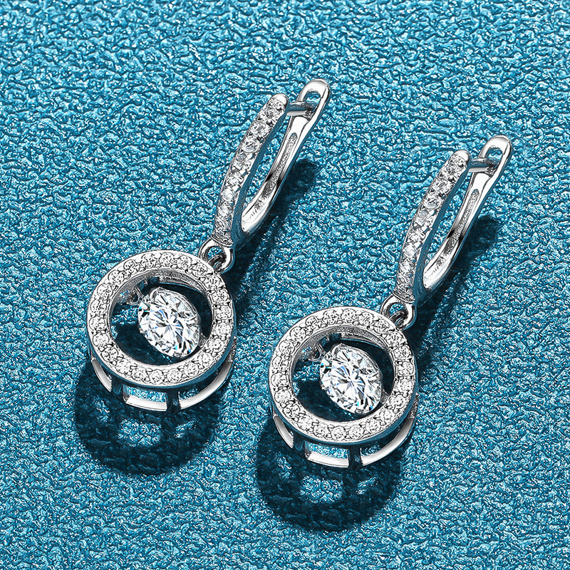 Pendientes colgantes de moissanita de 0,5/1 CT chapados en oro blanco y plata de ley 925.