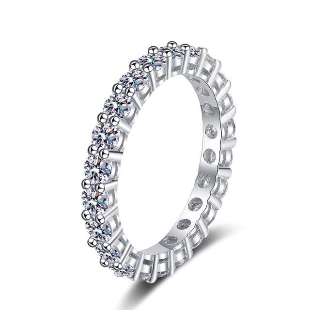 Moissanit Eternity Band Ring aus 925er Sterlingsilber