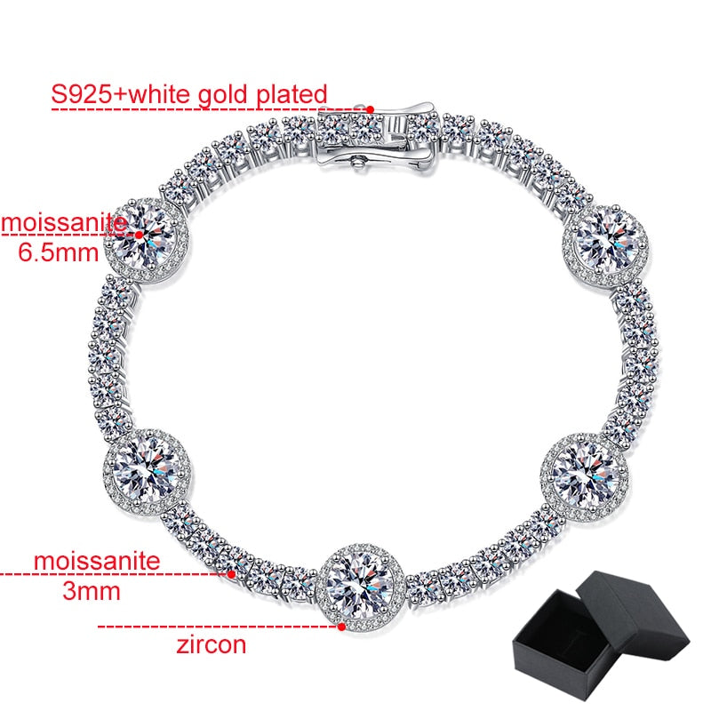 8,3 Karat – 9,1 Karat, 100 % echte Moissanit-Tennisarmbänder aus 925er Sterlingsilber
