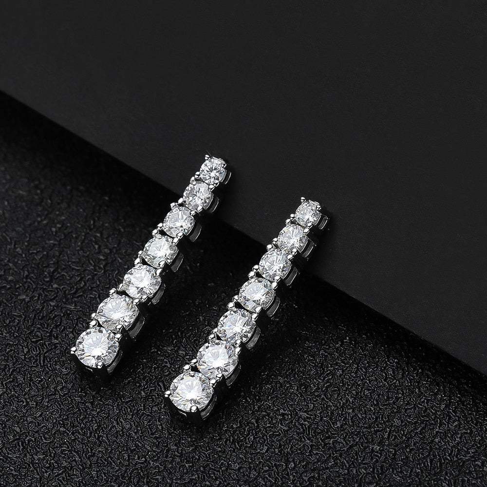 Moissanit-Ohrringe mit GRA, 925er Sterlingsilber, plattiert, 18 Karat Weißgold