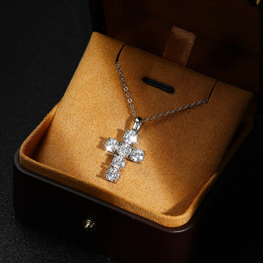 3CT Moissanite Cross Pendant with GRA 925 Sterling Silver