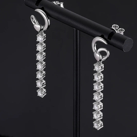 Lange Moissanit-Quastenohrringe aus 925er Sterlingsilber