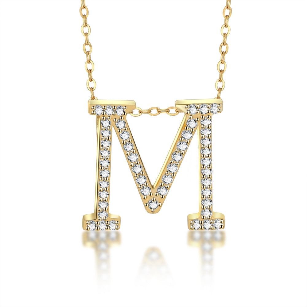 Moissanite Initial in 925 Sterling Silver with Chain.