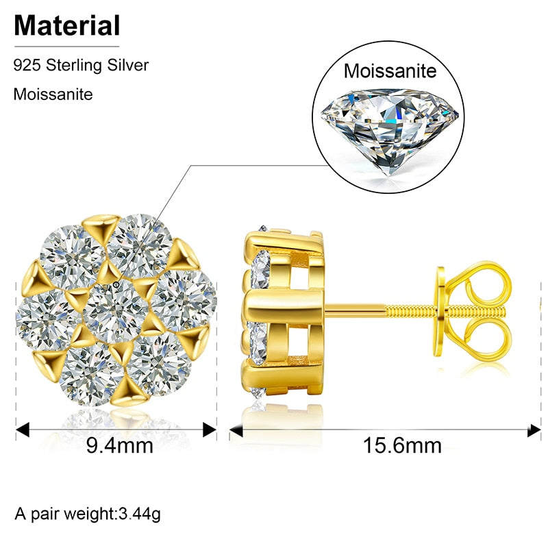 Pendientes de moissanita con hilo variado, plata de ley 925 con baño de oro