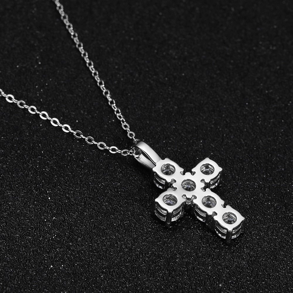 3 Karat Moissanit-Kreuzanhänger mit GRA 925 Sterling Silber