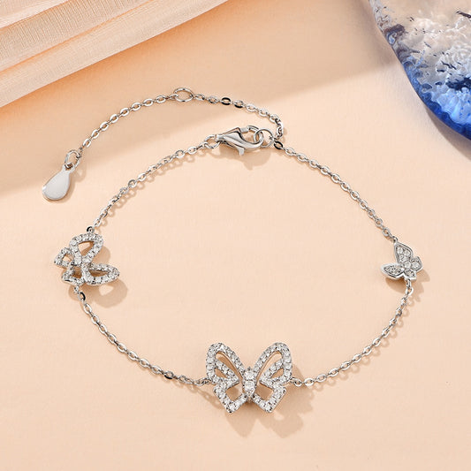 Schmetterlings-Moissanit-Armband 1,6 mm aus 925er Sterlingsilber