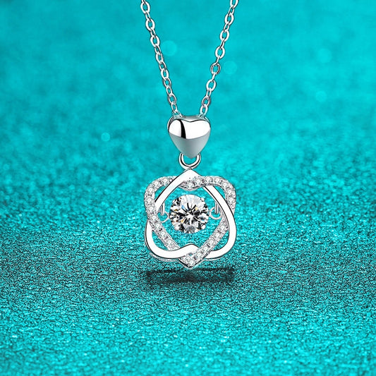 0.5ct Moissanite Necklace Beating Heart in 925 Sterling Silver