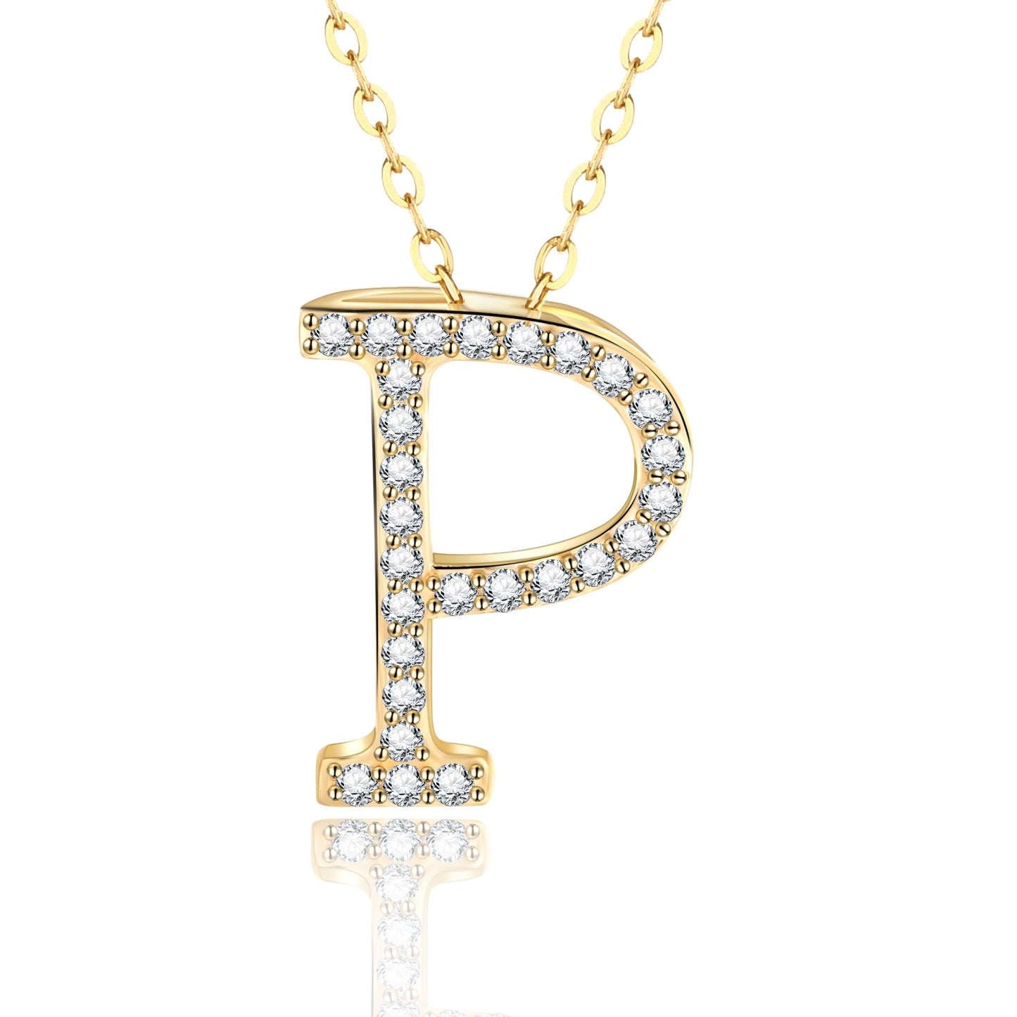 Moissanite Initial in 925 Sterling Silver with Chain.