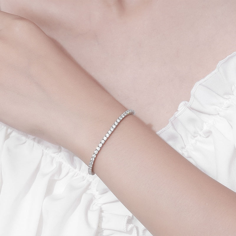 2.5mm - 6.5mm Moissanite Tennis Bracelet in 925 Sterling Silver Plated White Gold