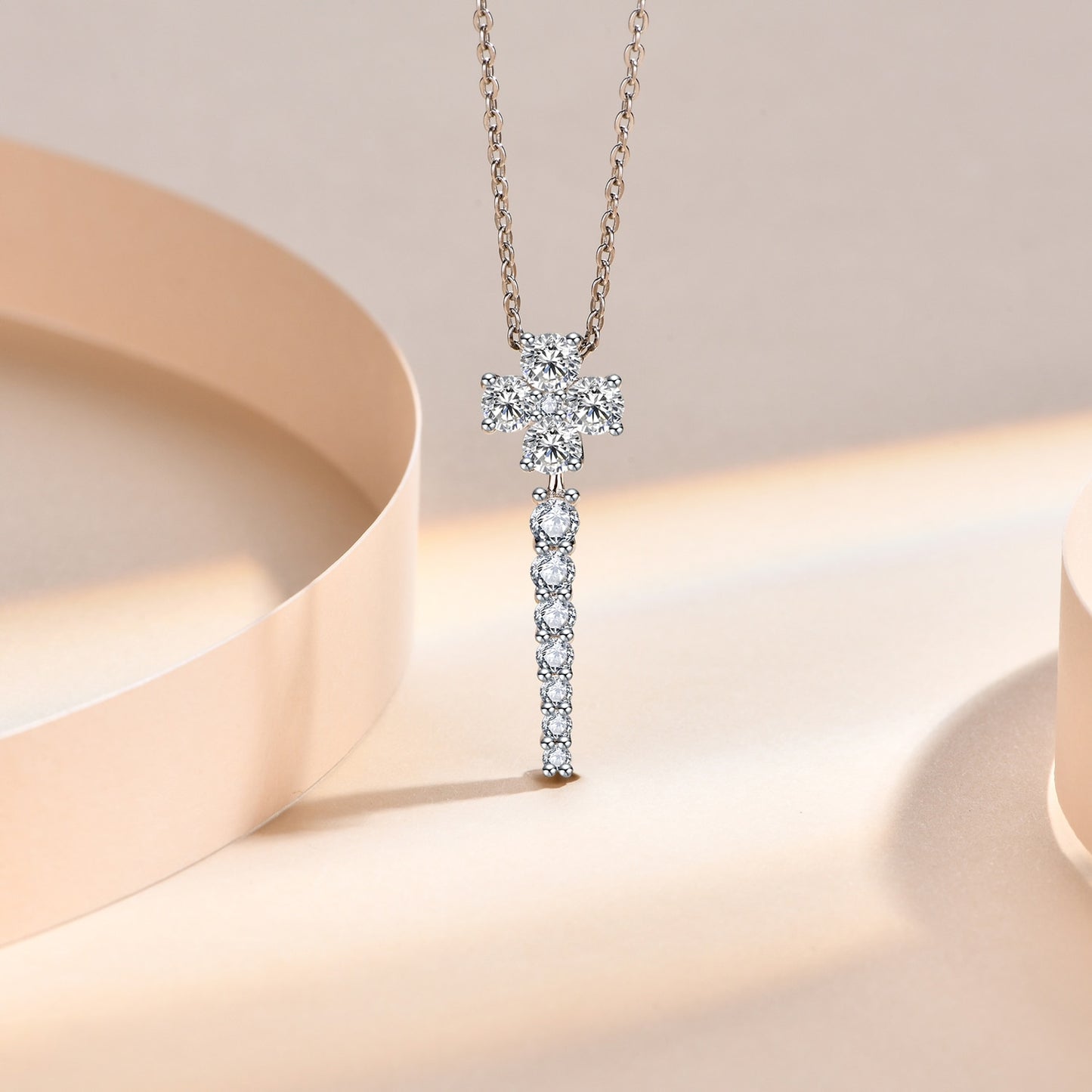 Real D Grade Moissanite Pendant Cross in 925 Sterling Silver