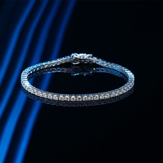 2.5mm - 6.5mm Moissanite Tennis Bracelet in 925 Sterling Silver Plated White Gold