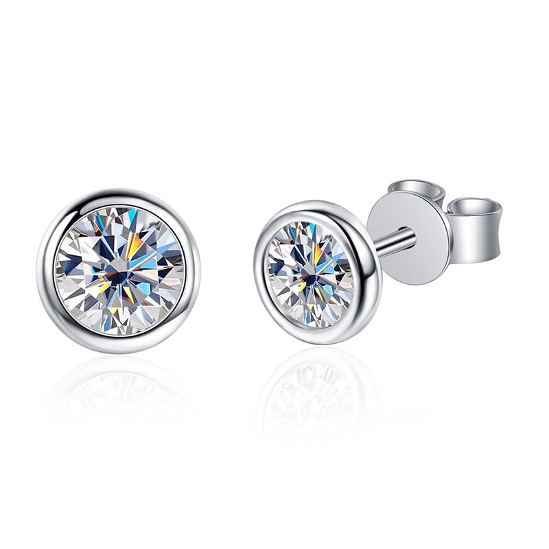 1ct Moissanite Earrings in 925 Sterling Sliver Plated with 18k White Gold