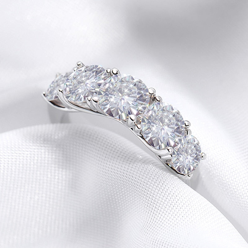 3.6CT Moissanite Ring 5 Stones in 925 Sterling Silver with 18k White Gold Plated