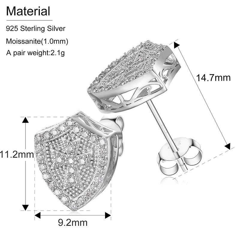 Schildkreuz-Moissanit-Ohrringe aus 925er Sterlingsilber