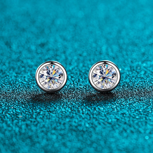 1ct Moissanite Earrings in 925 Sterling Sliver Plated with 18k White Gold