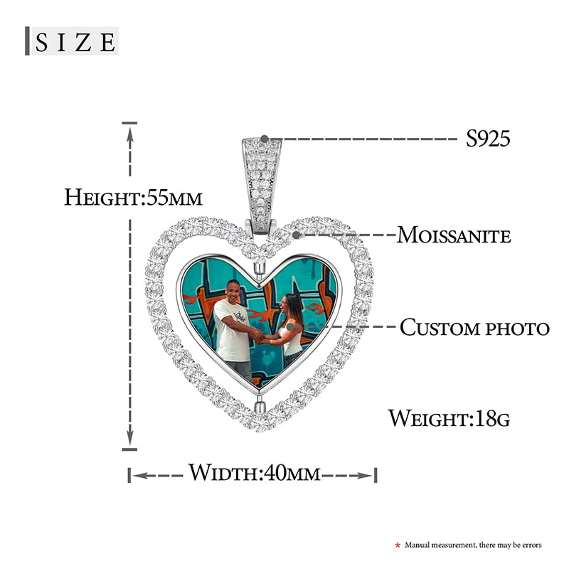 Runde Moissanit-Erinnerungsmedaillons mit individuellem Bild aus 925er Sterlingsilber