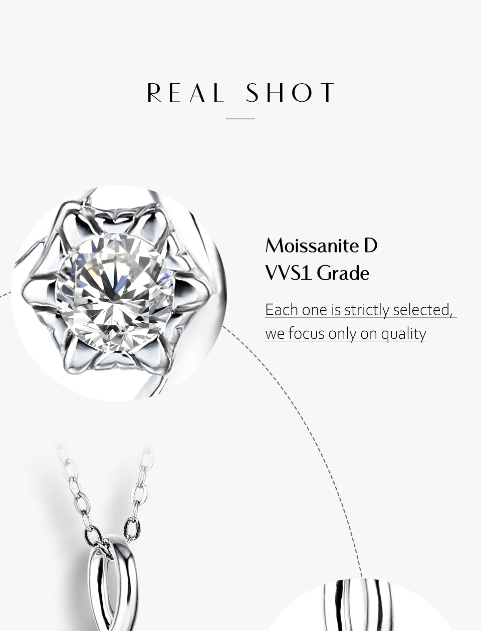Moissanit Anhänger in 925 Sterling Silber mit Kette