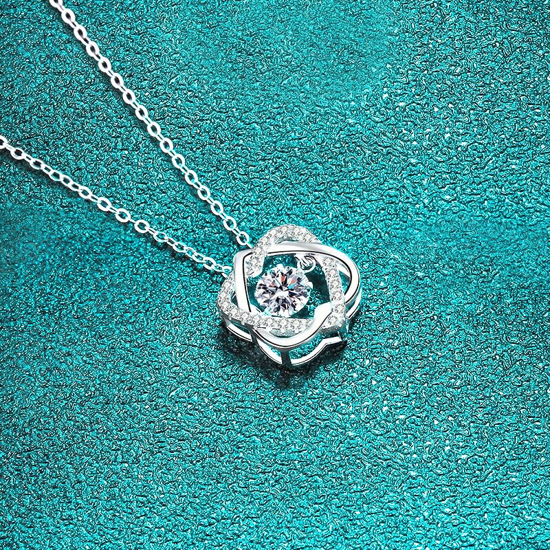 0,5 ct Moissanit-Halskette „Schlagendes Herz“ aus 925er Sterlingsilber
