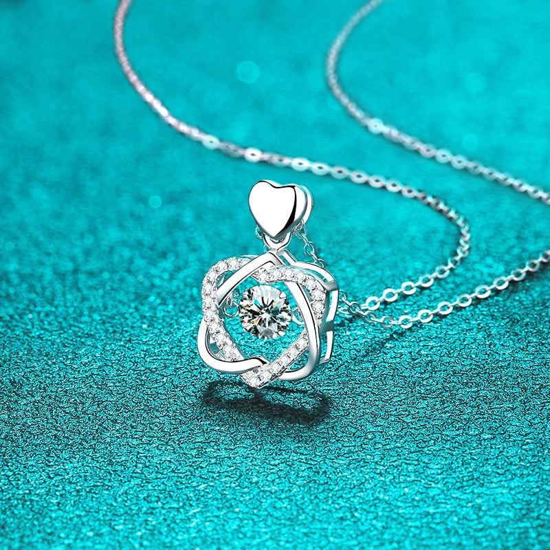 0,5 ct Moissanit-Halskette „Schlagendes Herz“ aus 925er Sterlingsilber