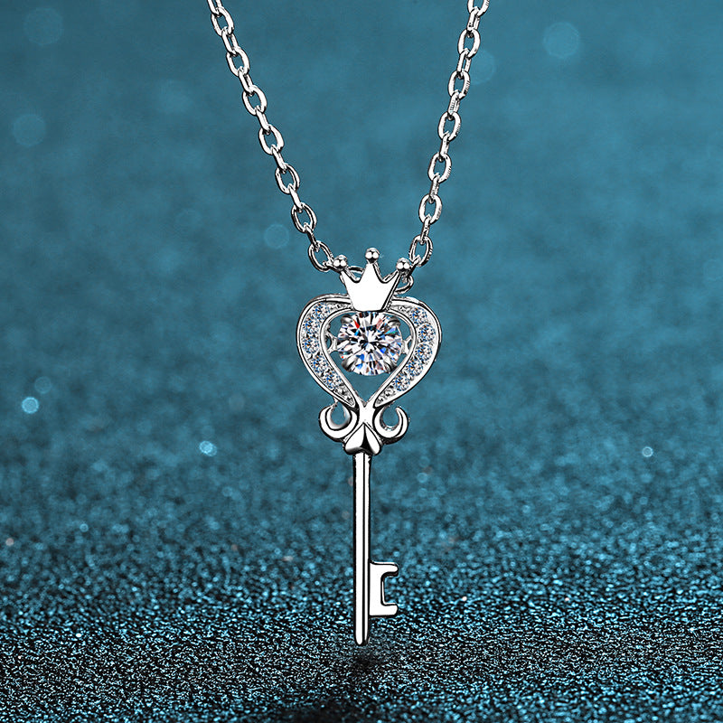 0.3ct Moissanite Key Pendant in 925 Sterling Silver