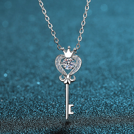 0.3ct Moissanite Key Pendant in 925 Sterling Silver