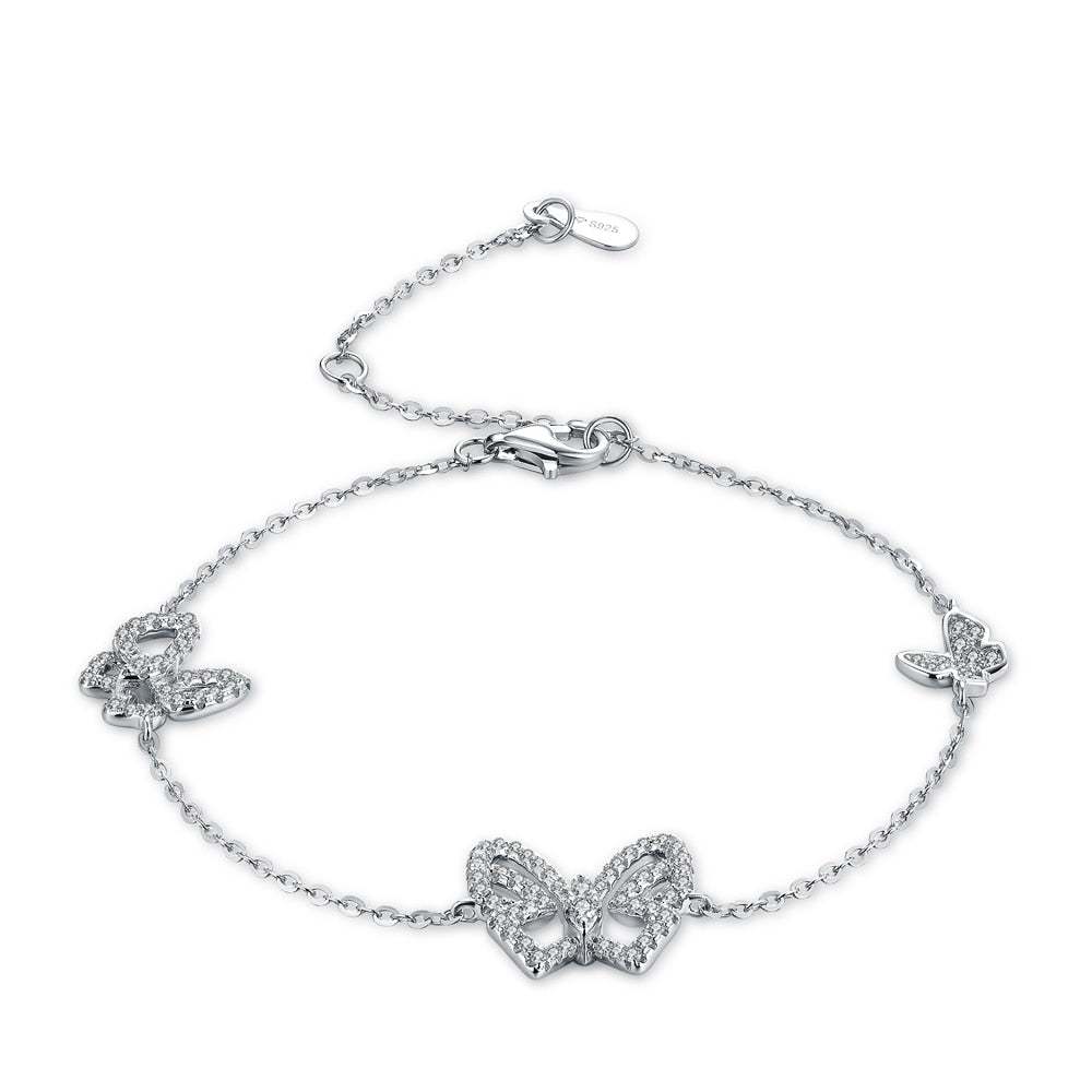 Schmetterlings-Moissanit-Armband 1,6 mm aus 925er Sterlingsilber