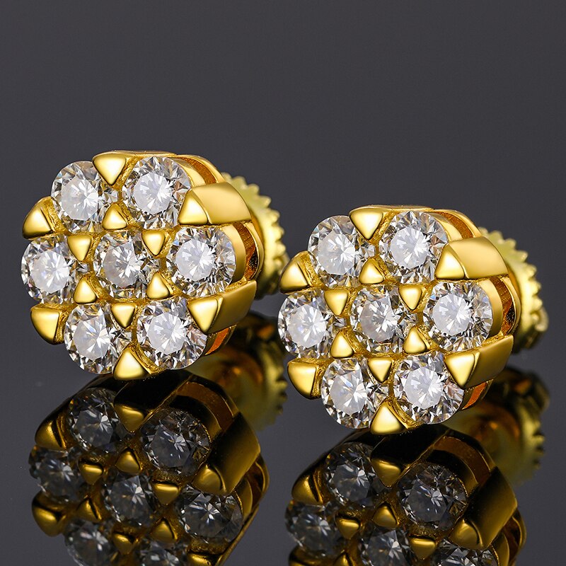 Pendientes de moissanita con hilo variado, plata de ley 925 con baño de oro