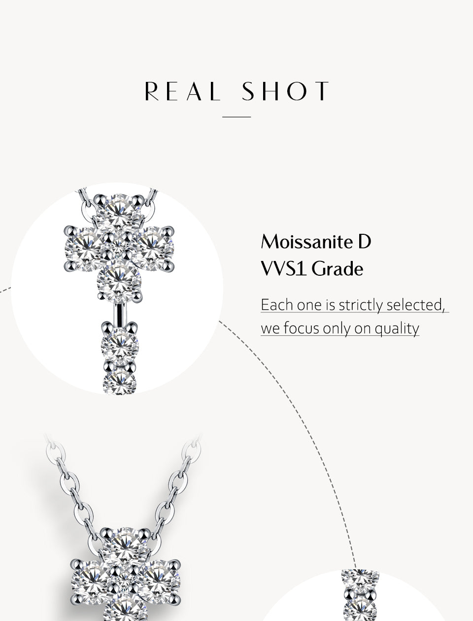 Real D Grade Moissanite Pendant Cross in 925 Sterling Silver