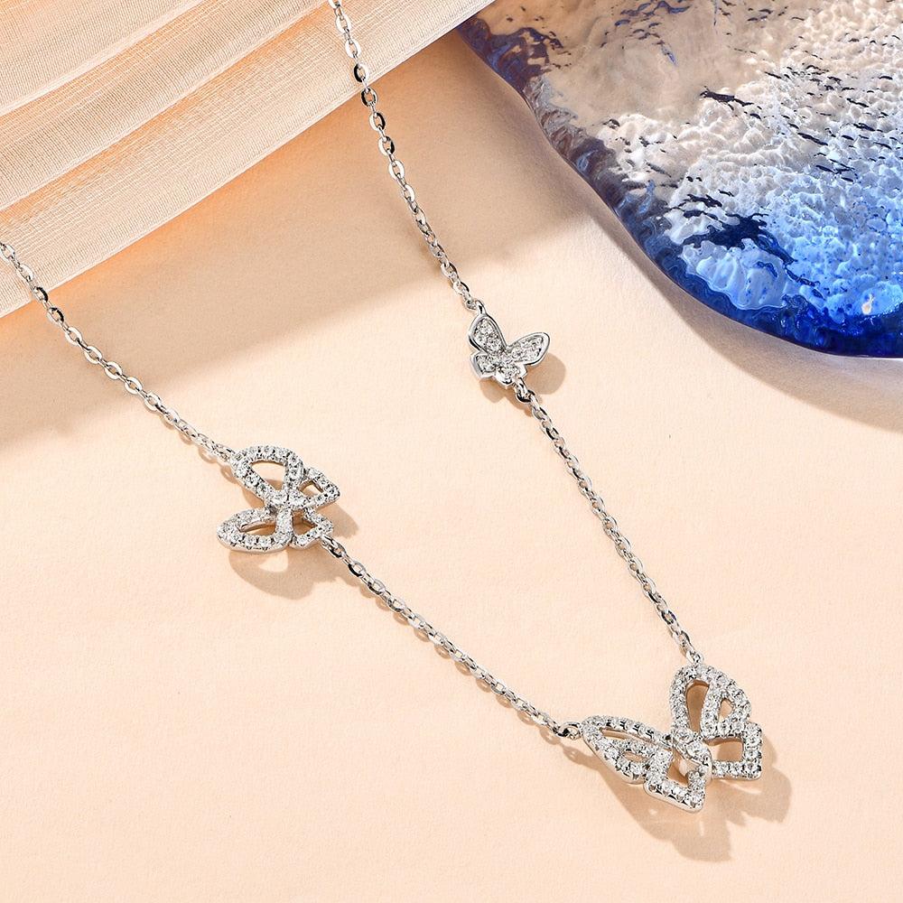 Butterfly Moissanite Necklace 1.6mm in 925 Sterling Silver