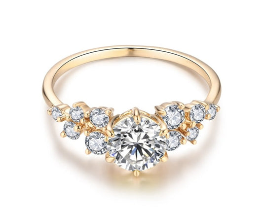 10K or 14K Yellow Gold Moissanite Ring