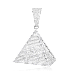 Colgante de ojo de Horus con pirámide egipcia de moissanita en plata de ley 925.