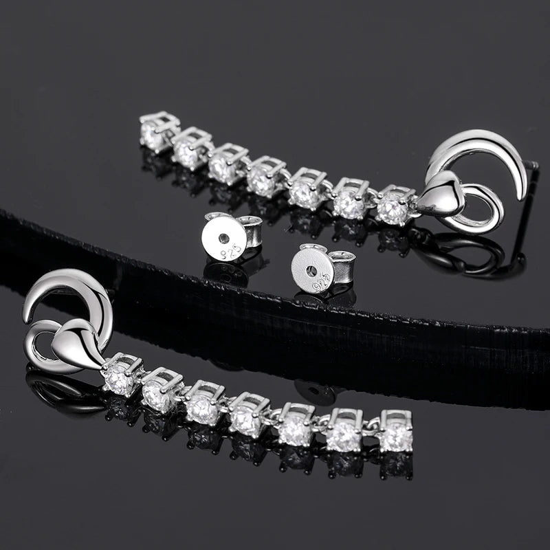 Lange Moissanit-Quastenohrringe aus 925er Sterlingsilber