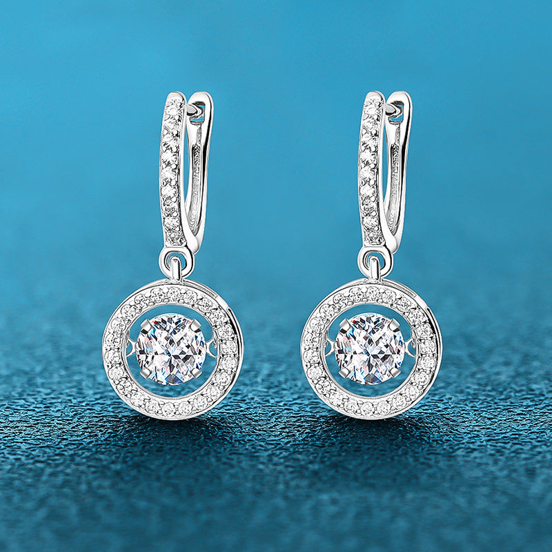 Pendientes colgantes de moissanita de 0,5/1 CT chapados en oro blanco y plata de ley 925.