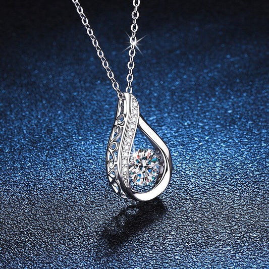 Moissanite Drop Necklace Pendant 1.0ct 6.5mm 925 Sterling Silver