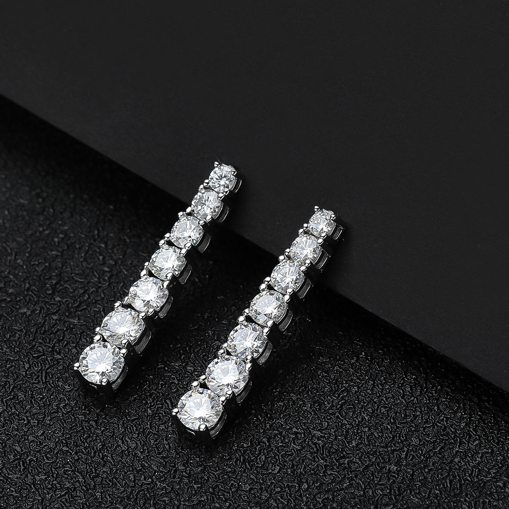 Moissanit-Ohrringe mit GRA, 925er Sterlingsilber, plattiert, 18 Karat Weißgold