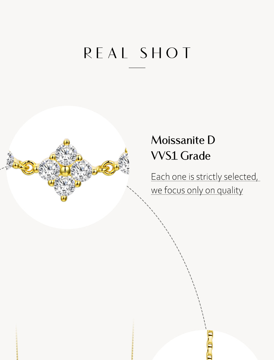 White/Rose or Yellow, Moissanite Necklace in 925 Sterling Silver