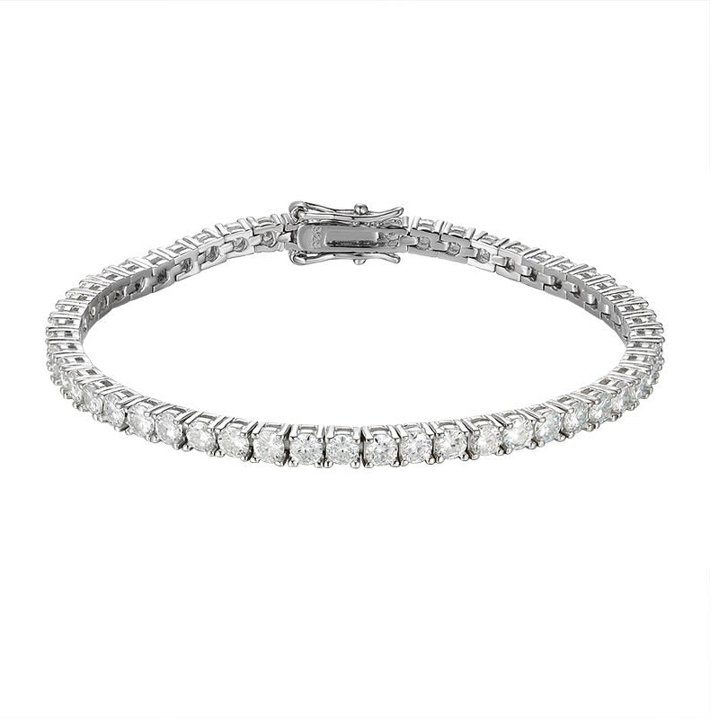 2.5mm - 6.5mm Moissanite Tennis Bracelet in 925 Sterling Silver Plated White Gold