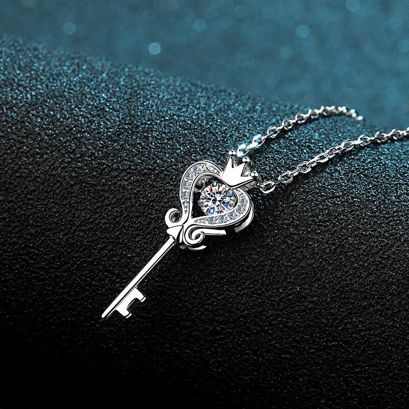 0.3ct Moissanite Key Pendant in 925 Sterling Silver