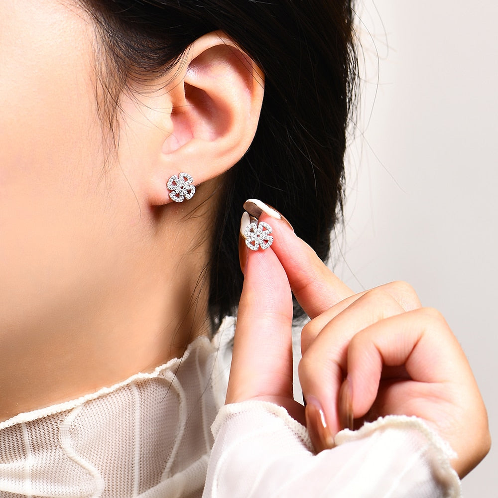 Pendientes de moissanita blanca, rosa y amarilla en plata de ley maciza 925