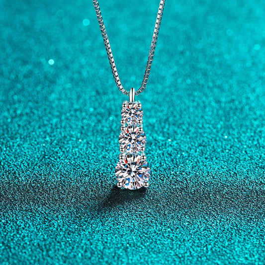 Collar de moissanita para boda con GRA, plata de ley 925 bañada en oro blanco de 18 k