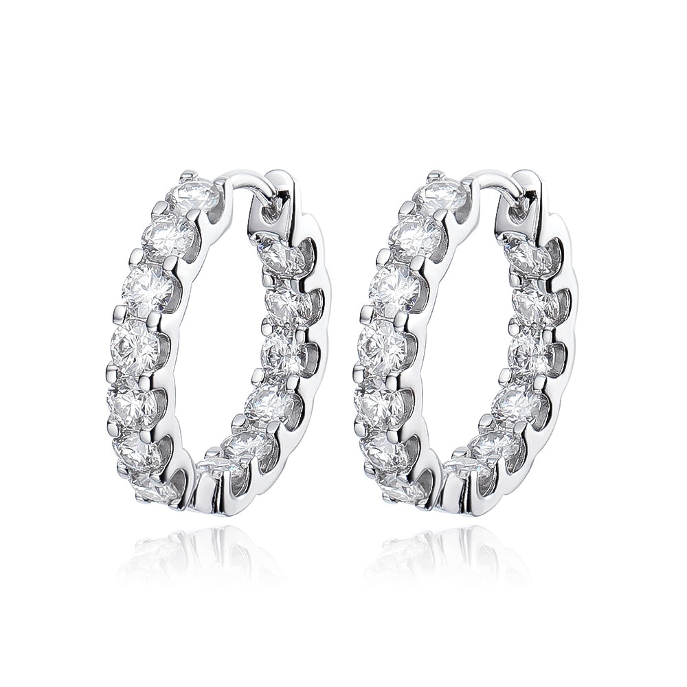 2.6CT Full Moissanite Hoop Earrings in 925 Sterling Silver with 18k White/Rose/Gold Plated.