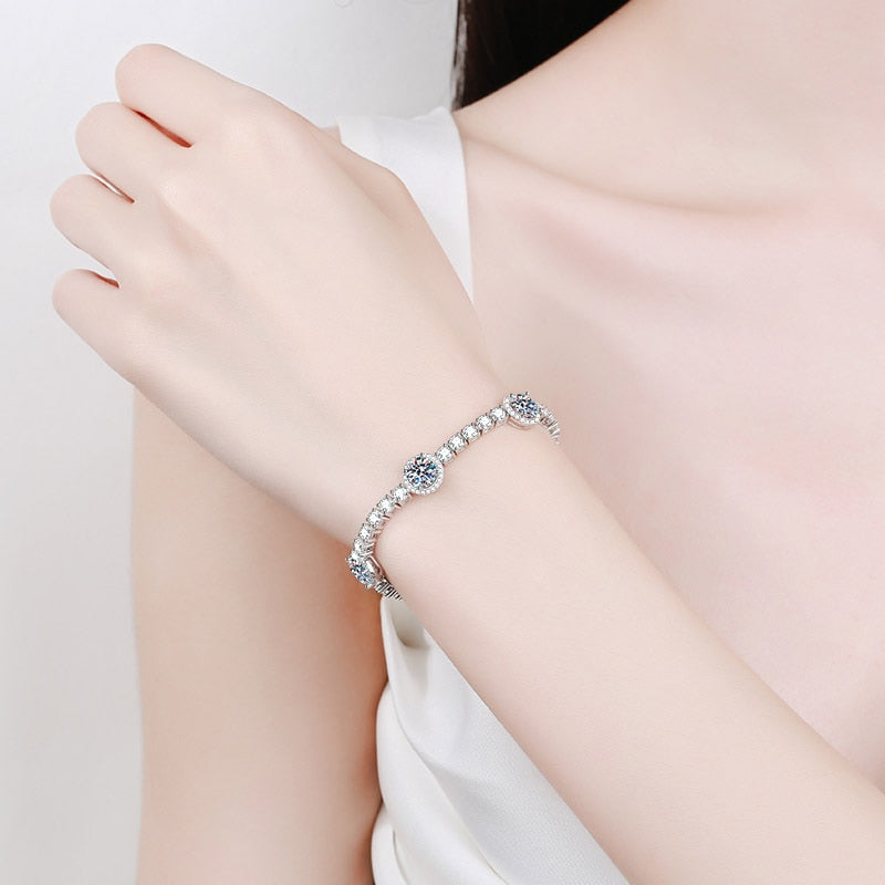 8,3 Karat – 9,1 Karat, 100 % echte Moissanit-Tennisarmbänder aus 925er Sterlingsilber