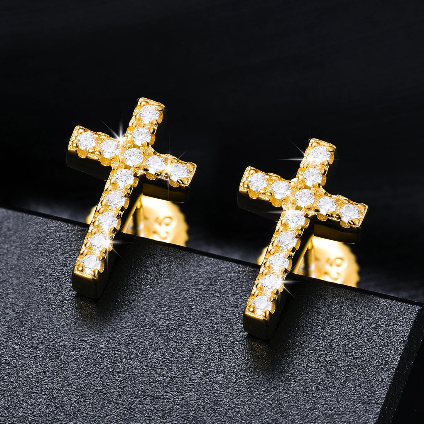 Moissanit-Kreuz-Ohrringe aus 925er Sterlingsilber