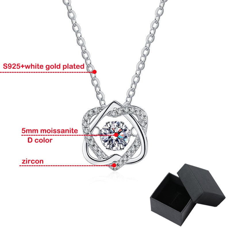 0,5 ct Moissanit-Halskette „Schlagendes Herz“ aus 925er Sterlingsilber