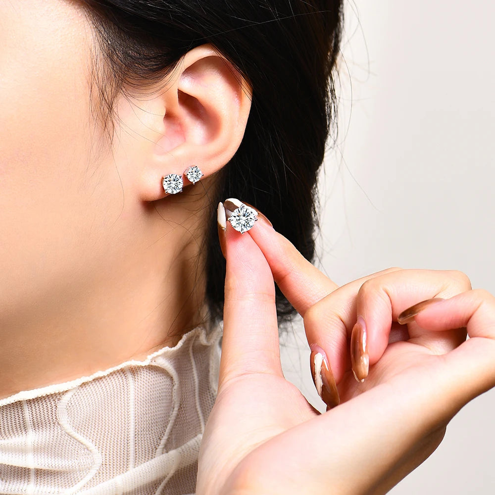 Pendientes de moissanita de primera calidad, 100 % plata de ley 925