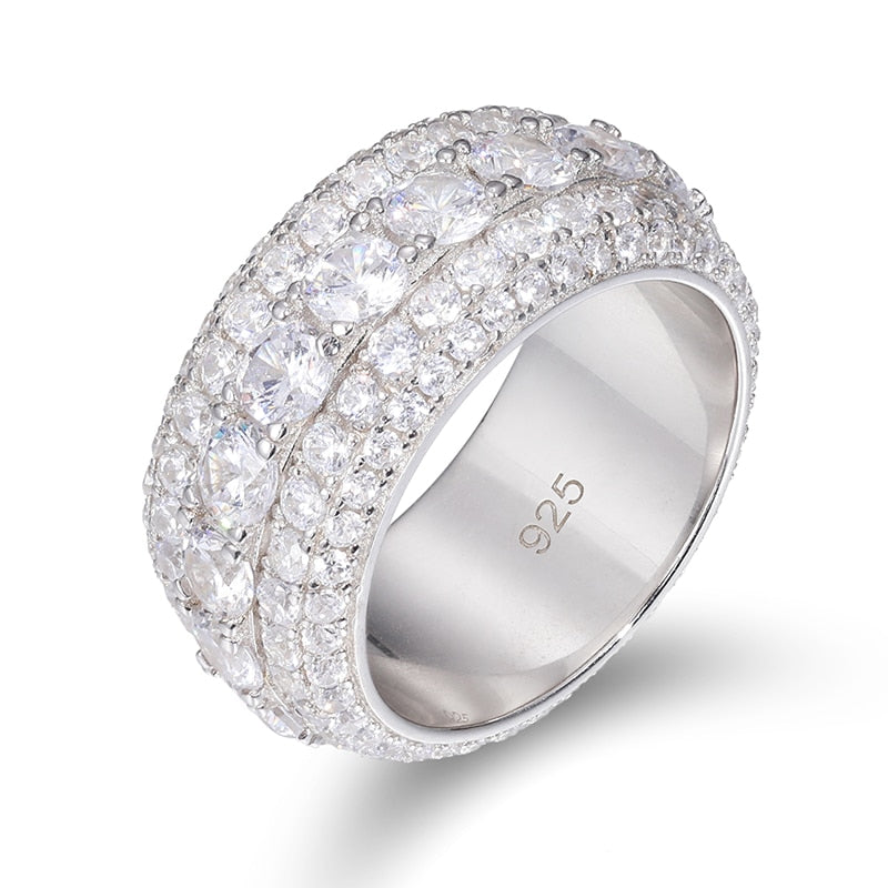 Certificate Moissanite Ring 6 Bands S925 Sterling Silver