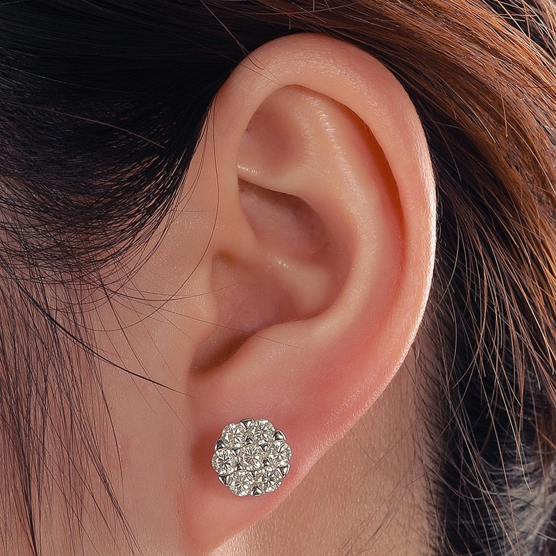 Pendientes de moissanita con hilo variado, plata de ley 925 con baño de oro