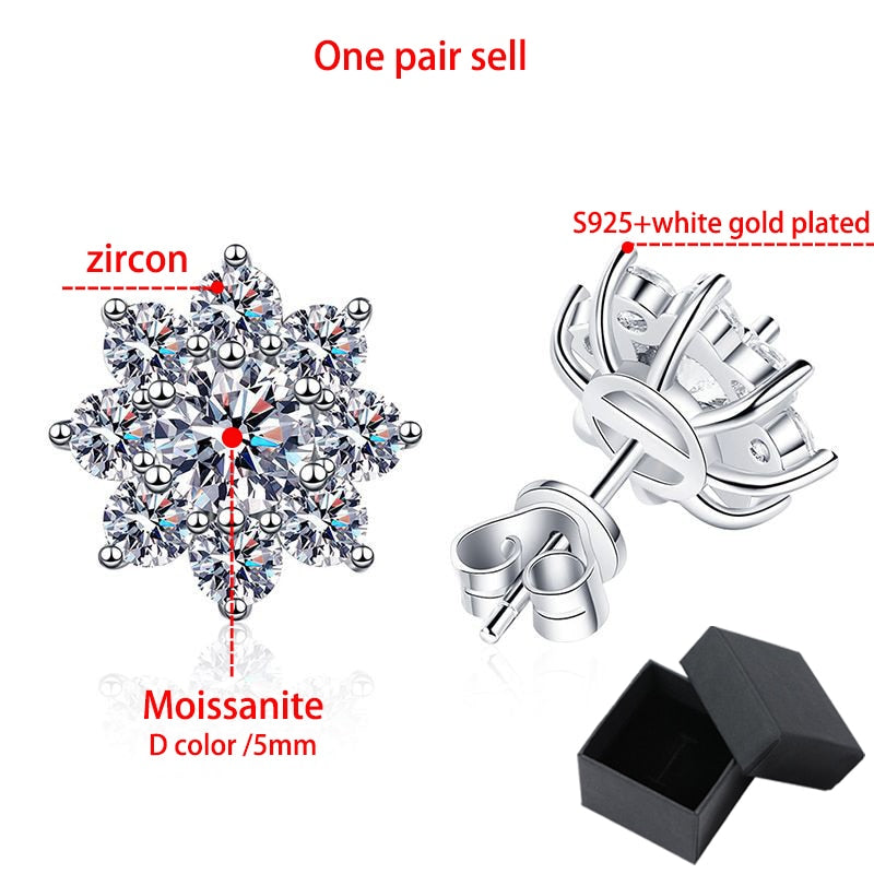 0.3-0.5CT White Gold Moissanite Earrings in 925 Sterling Silver