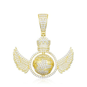 Colgante global giratorio de moissanita en plata de ley 925.